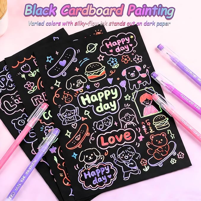 168 Pack Gel Pens For Coloring, Gel Colored Pens Marker for Adult Coloring Books, 0.6mm Fine Point Pens for Black Paper, Writing, Journaling, Drawing, Art Supplies