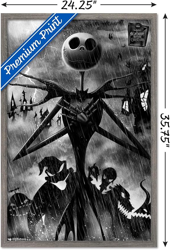 Trends International Disney Tim Burton's The Nightmare Before Christmas - Shadows Wall Poster, 34L x 22.4W, Barnwood Framed Version