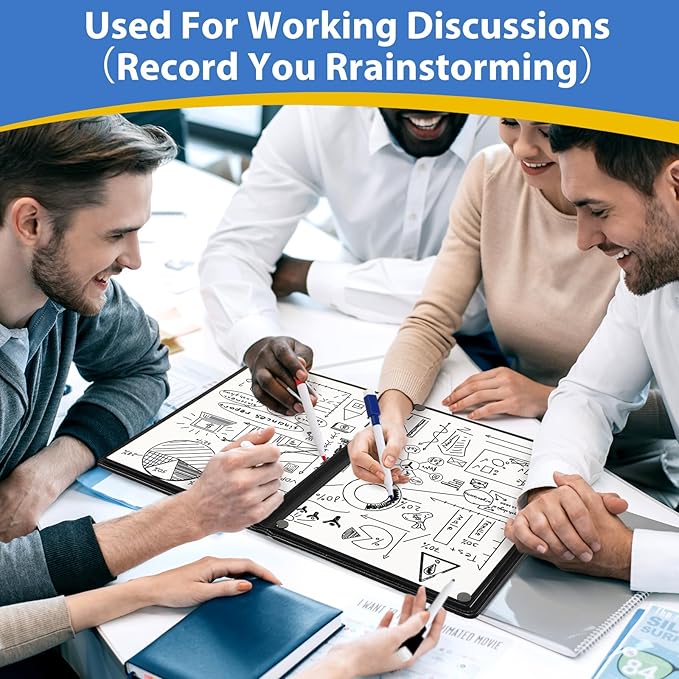 6 Sides Dry Erase Whiteboards Notebook Portable 12"x9"(a4) Small Reusable Whiteboard Notebook Foldable Anti-ghosting Surface, Travel White Board for Office Study Meeting Planning