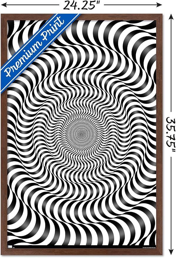 Trends International Zebra Stripe Optical Illusion Wall Poster, 22.375" x 34", Mahogany Framed Version