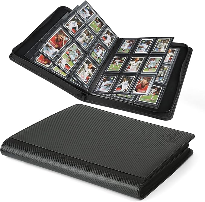 Toploader Binder,Toploader Hard Cases, 9-Pocket Pages Sleeves Hold up 288 Cards.Toploader Card Binder with Sleeves for “3×4” rigid，Card Holder(black)