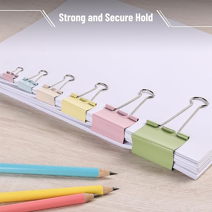 Mr. Pen- Binder Clips, 120 pcs, Assorted Sizes, Colored Binder Paper Clips, Bulk Paper Clamps for Office Supplies, Home, School, Business, Document Organizing