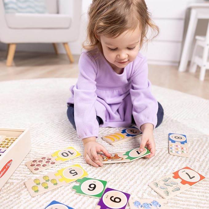 Melissa & Doug Self-Correcting Wooden Number Puzzles with Storage Box (40 pcs)