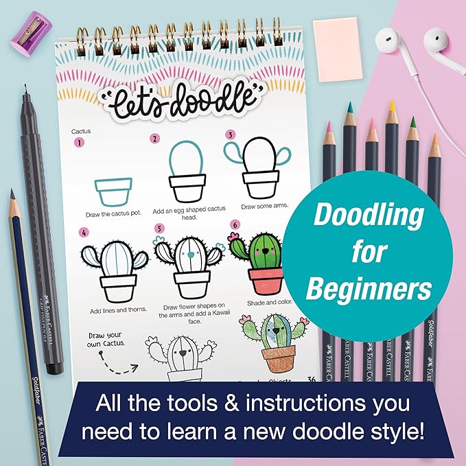 Faber-Castell Learn to Draw Kawaii World: Drawing Kit with Goldfaber Colored Pencils, 100+ Activities, Stickers & Supplies, Screen-Free Art Gift for Kids, Tweens & Beginners (Ages 8+)