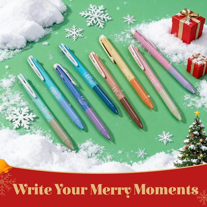 WRITECH Multi Colored Gel Pens: 0.5mm 2 in 1 Assorted Color Ink Fine Point Tip Aesthetic Retractable Pen Smooth Writing No Bleed For Journaling Coloring Drawing 8ct