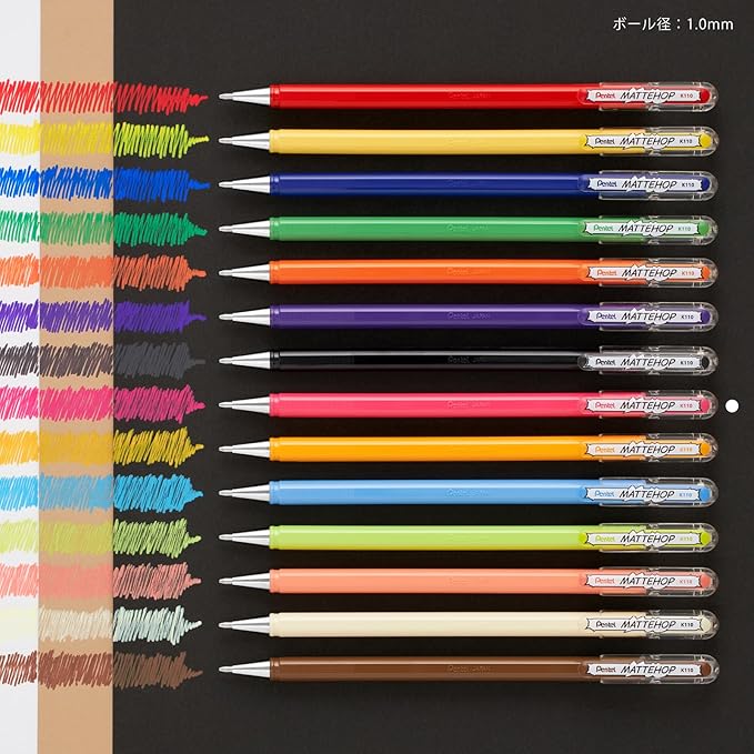 Pentel Matte Hop Pink Color Ballpoint Pen, 10 Count K110-VP