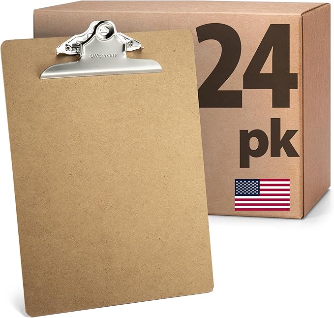 Officemate Recycled Wood Clipboards, 6 Inch Clip, 24 Pack Clipboards, Letter Size (9 x 12.5 Inches), Brown (83724)