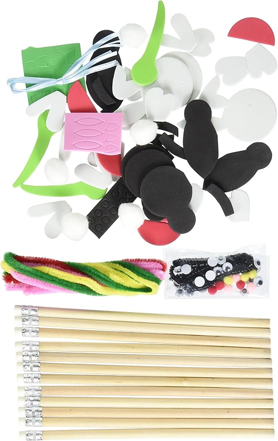Darice Foam Group Kit, Makes 12, Pencil Topper Critters, 9-1/2-Inch