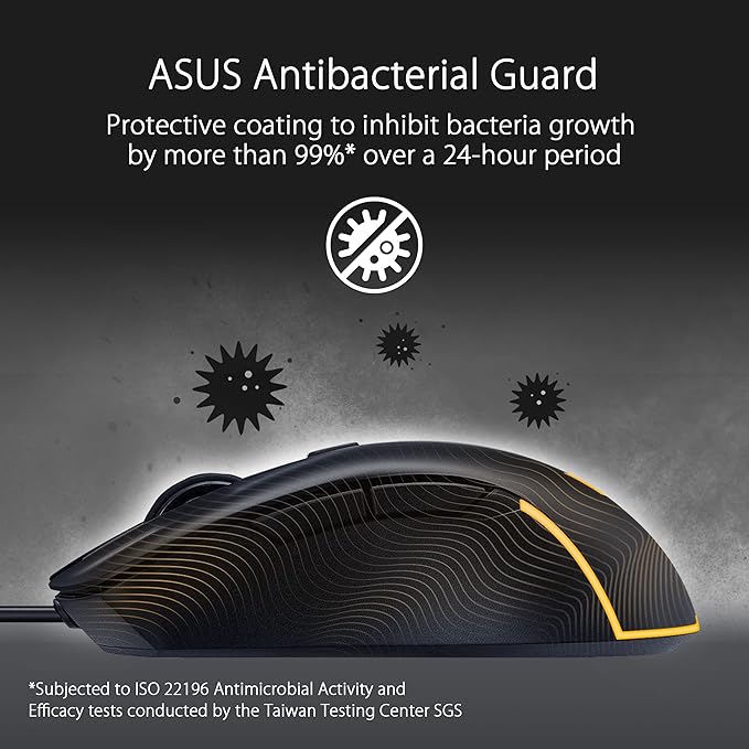 ASUS TUF Gaming M3 Gen II Wired USB Gaming Mouse – Right-Handed Ergonomic, 59g Lightweight, 8K DPI, IP56 dust & Water Resistance, Antibacterial Guard, 6 Programmable Buttons, PC/Mac Support - Black
