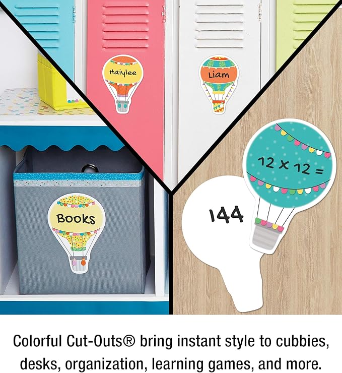 Carson Dellosa 36-Piece Pastel Hot Air Balloon Decorations, Colorful Cardstock Cutouts for Back to School, Bulletin Board, Name Tags, Classroom Decor, Teacher Supplies for Elementary and Preschool