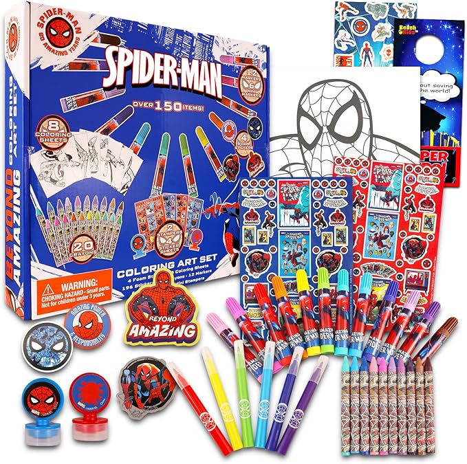 Marvel Spiderman Activity Set for Kids ~ Spiderman Art Case Bundle with Games, Puzzles, Activities, Stickers, Arts and Crafts