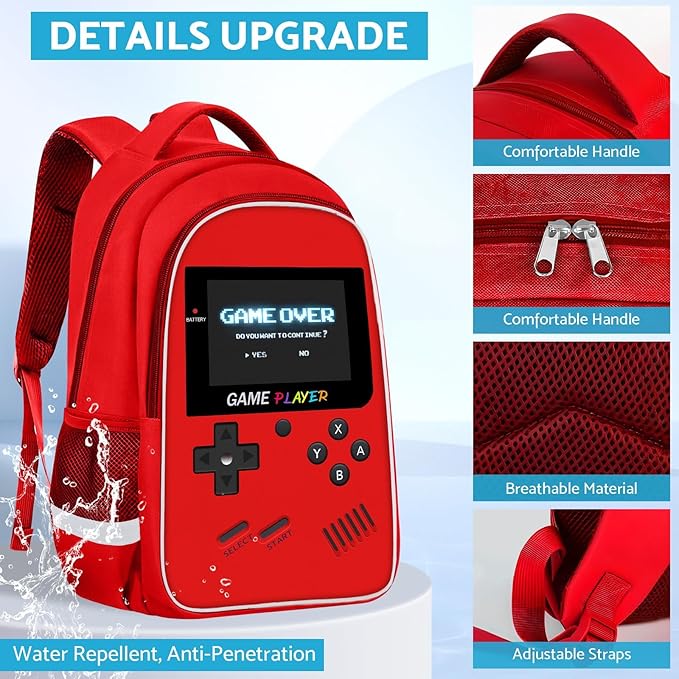 School Backpack For Boys - Gamer Boys Backpack For Kids Children Teens Elementary Middle School - Ages 6-18，17″
