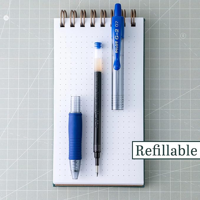 Pilot G2 Premium Gel Roller Pens, Fine Point 0.7 mm, Blue Ink Pens Fine Point, Pack of 12 - Ideal for School, Journaling, and Office Writing