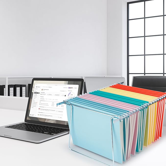 25 Packs Hanging File Folders,5 Assorted Colors Hanging File Folders Letter Size,Hanging Folders with 1/5-cut Tabs,Hanging Folders for Filing Cabinets, File Organizer Folder for Office,School,Home
