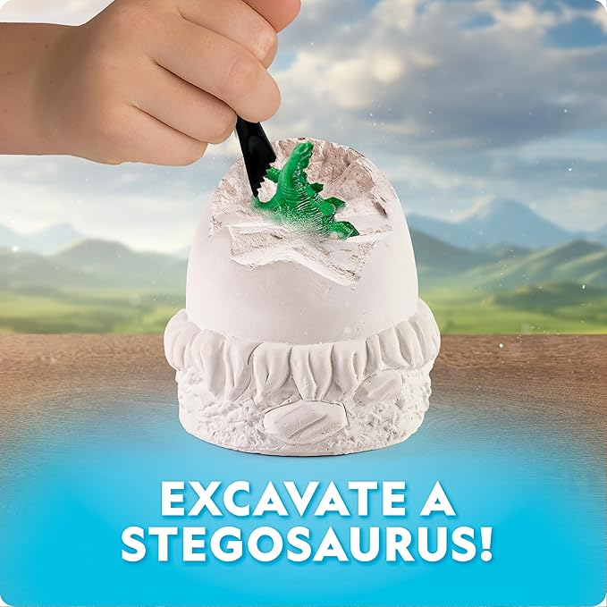 National Geographic Giant Dinosaur Egg Activity Kit – 15+ Dino Crafts, Painting Cars, Clay Models, Dig Brick, Stickers & Learning Guide, Dinosaur Science Toy for Boys & Girls