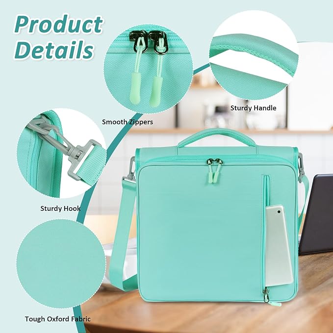 2 Inch 3 Ring Zipper Binder with Multi-Pocket, 6-Tab Expandable File Folder, Fits 14” Laptop, Zipper Bag Fits 500 Sheet Capacity with Handle & Shoulder Strap(Green)