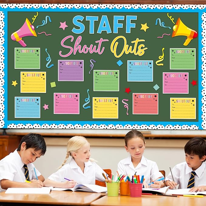 Staff Shout Outs Bulletin Board Decorations Colorful Back to School Bulletin Board Set Appreciation and Recognition DIY Craft Cutouts for Classroom Office Door Wall Decor Supplies