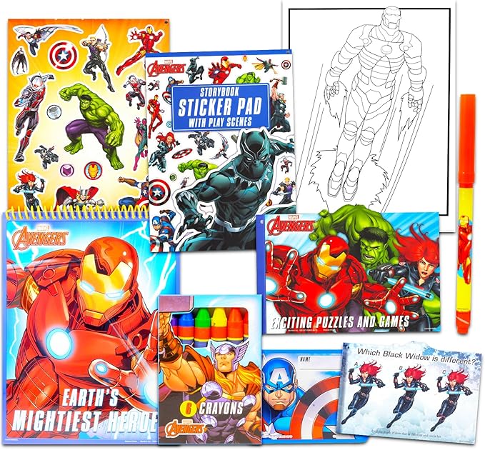 Marvel Avengers Drawing Activity Set - 30 Pc Arts & Crafts Travel Kit with Avengers Drawing Pad, Stickers, and More | Marvel Art Case Bundle for Kids.