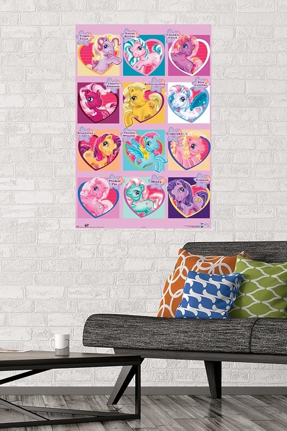 Trends International Hasbro My Little Pony - Chart Wall Poster, 22.375" x 34", Premium Poster & Mount Bundle