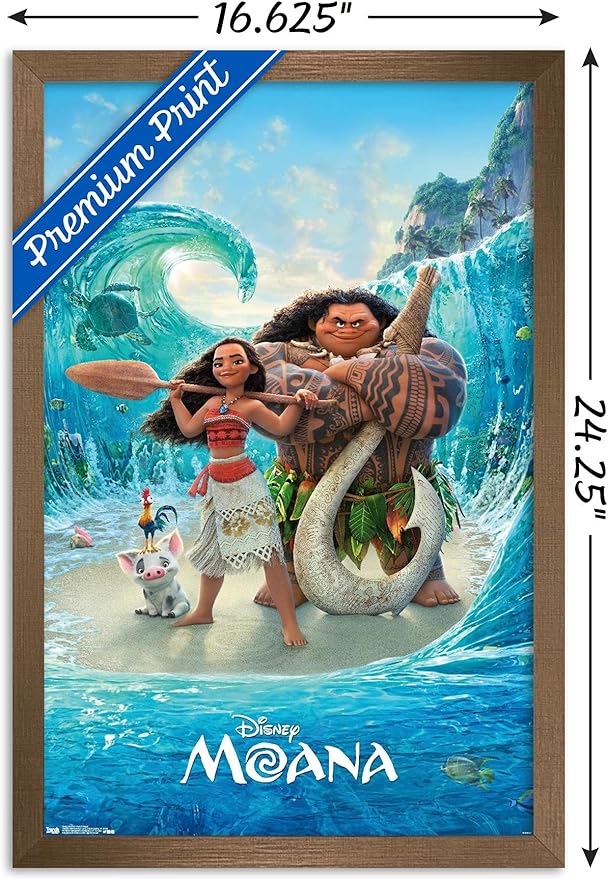 Disney Moana - Ocean Floor Wall Poster, 22.4L" x 14.7W", Bronze Framed Version