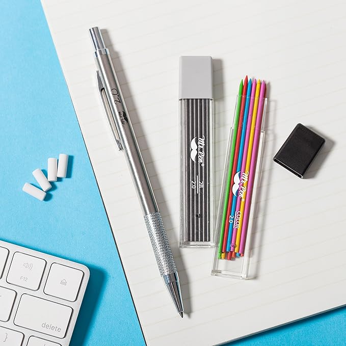 Mr. Pen- 2mm Mechanical Pencil, Metal, 2mm, Drafting Pencil, Metal Mechanical Pencils, Drawing Mechanical Pencils, Lead Holder (Pack of 2)
