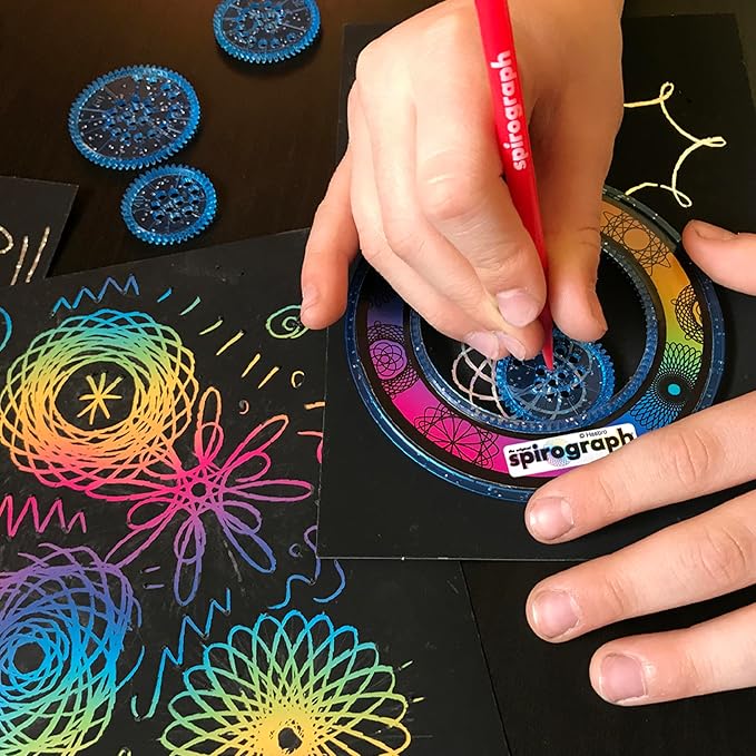 Spirograph Scratch & Shimmer – Arts and Crafts, Kids Toys, Art Supplies, Craft Supplies, Drawing Kit, Spiral Art, Classic Gear Design Kit, Magic Scratch Paper, Pen, Design Sheet Included, Ages 8+