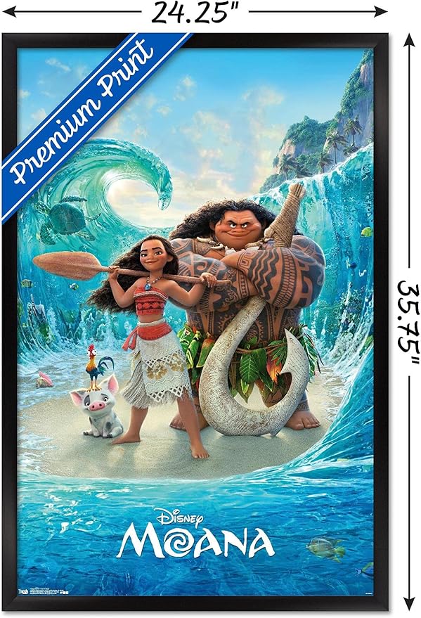 Disney Moana - Ocean Floor Wall Poster, 34L" x 22.4W", Black Framed Version