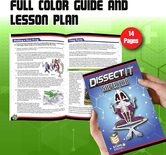 Dissect-It Kit for Kids, Simulated Synthetic Lab Dissection Toy, Frog Super Lab STEM Toys for Animal Science, Biology, and Anatomy
