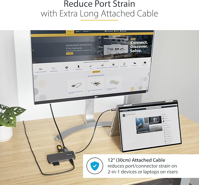 StarTech.com USB C Hub, 4K 60Hz HDMI Video with USB-C DP 1.4 Alt Mode, USB 5Gbps Dock for MacBook M1 M2 M3 M4 & Windows, Gigabit Ethernet, SD/MicroSD, 100W Charging, 12in Cable