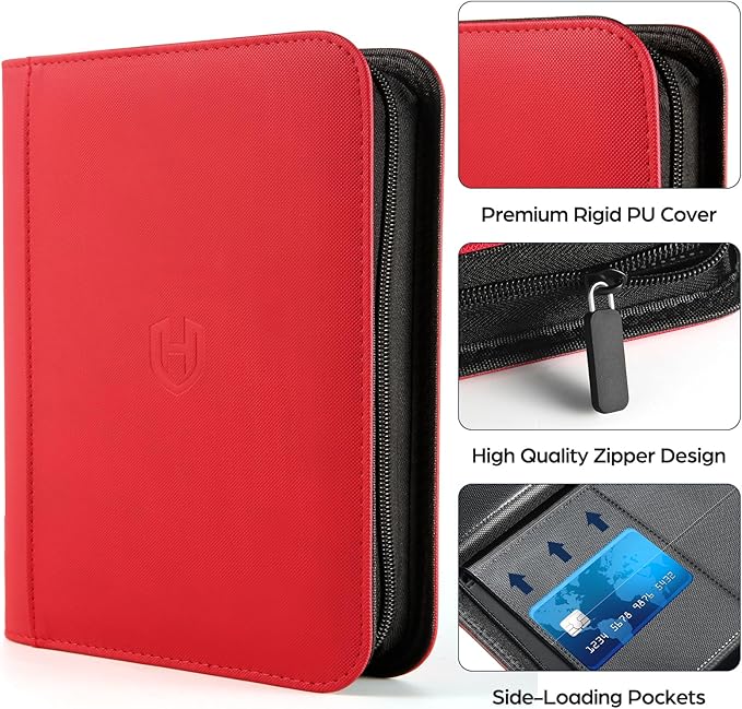 Card Binder 12 Pocket with Zipper, 816 Pockets Trading Card Holder Book, Premium PU Cover Zip Folder Binder, Side Loading Carrying Case Binder Album for TCG, MTG, Sports Cards, Game Cards