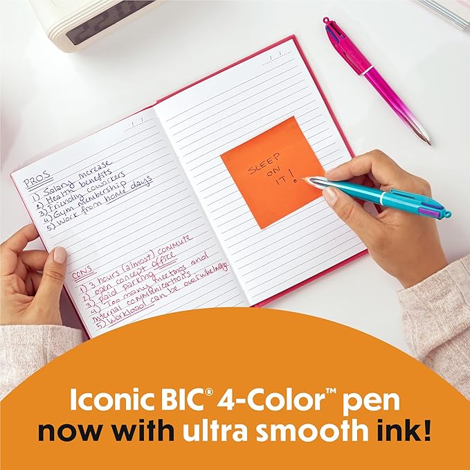 BIC 4-Color Smooth Gradient Retractable Ballpoint Pen with 1.0 mm Point, 12-Count in Assorted Ink Colors