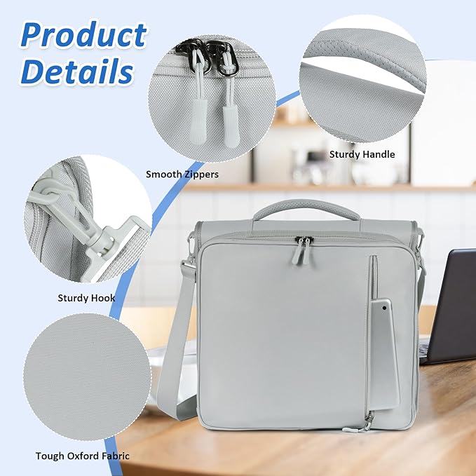2 Inch 3 Ring Zipper Binder with Multi-Pocket, 6-Tab Expandable File Folder, Fits 14” Laptop, Zipper Bag Fits 500 Sheet Capacity with Handle & Shoulder Strap(Grey)