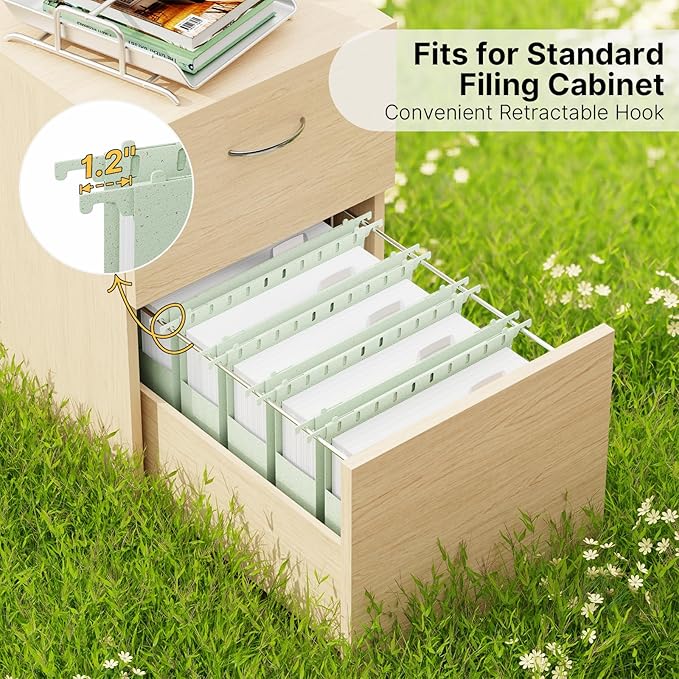 XINGIA Wheat Straw Plastic Hanging File Folders Letter Size,Heavy Duty 2 Inch Expansion,12 Pack Extra Capacity Hang Folders for Filing Cabinet,File Organizer with Insertable Tabs(Morandi Green)