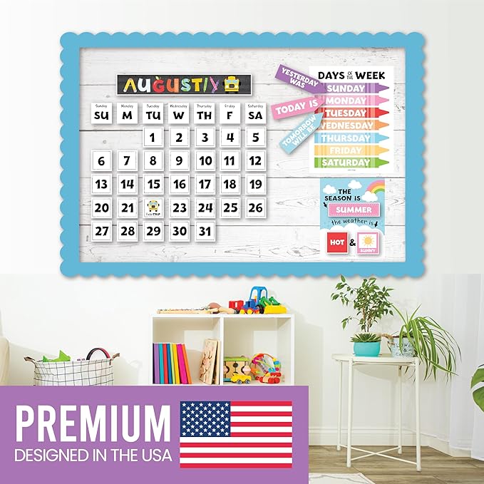 Hadley Designs Classroom Calendar Set Bulletin Board Decorations - School Calendar for Classroom Elementary, Preschool Must Haves, Homeschool & Daycare Essentials, Black and White Teacher Calendars