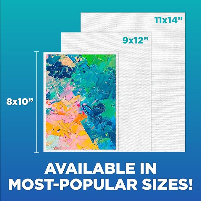 Horizon Group USA Painting Panel Stretched Canvas, 9" x 12", Pack of 8