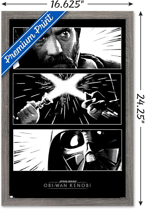 Trends International Star Wars: Obi-Wan Kenobi - Panels Wall Poster, 14.725" x 22.375", Barnwood Framed Version