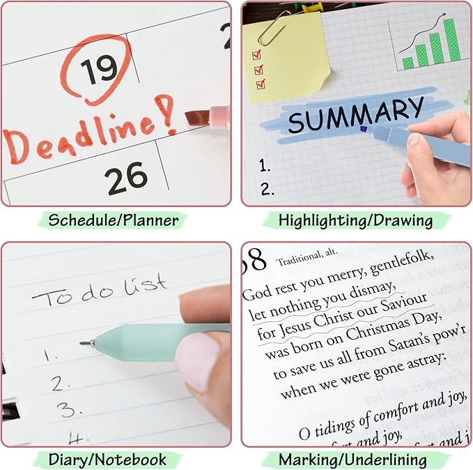 12 Pastel No Bleed Bible Highlighters and 5 Black Pens with 620 Sheets Transparent Sticky Notes, Bible Journaling Kit, Aesthetic Colored Labels for School Office Annotating Books Supplies