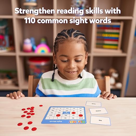 QUIZMO Sight Words - Bingo-Style Vocabulary Game - 4 Levels of Difficulty for Ages 5-9 - Teach Basic Reading and Writing Skills