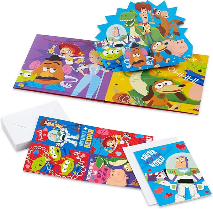 Hallmark Disney/Pixar Toy Story Valentines Day Cards and Mailbox for Kids School Classroom Exchange (1 Box, 32 Valentine Cards, 1 Teacher Card)