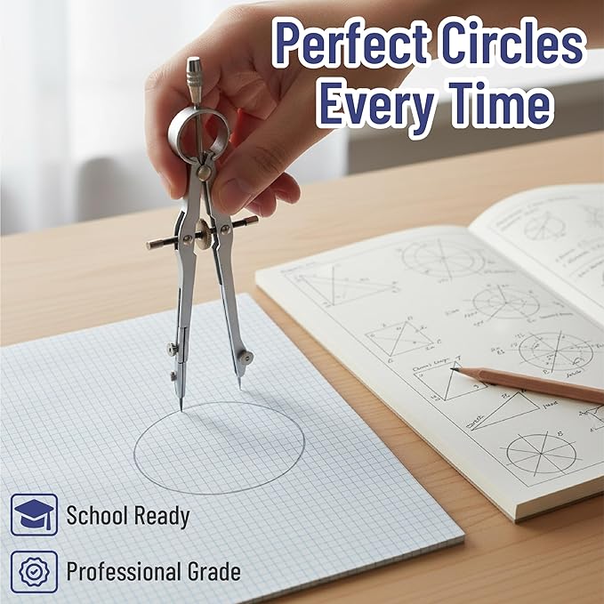 Mr. Pen Geometry Set with 6 Inch Swing Arm Protractor, Divider, Set Squares, Ruler, Compasses and Protractor, 15 Piece Set