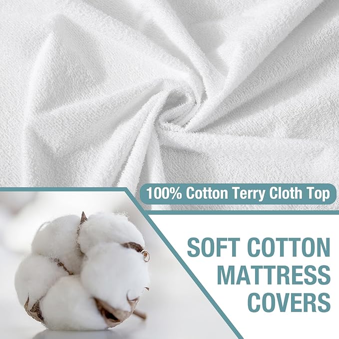 Bedecor King Mattress Protector - Waterproof Fitted Leak Proof Cotton Terry Cover, Washable and Breathable for Adults, Kids, and Pets, Fits 9-18 Inch Deep