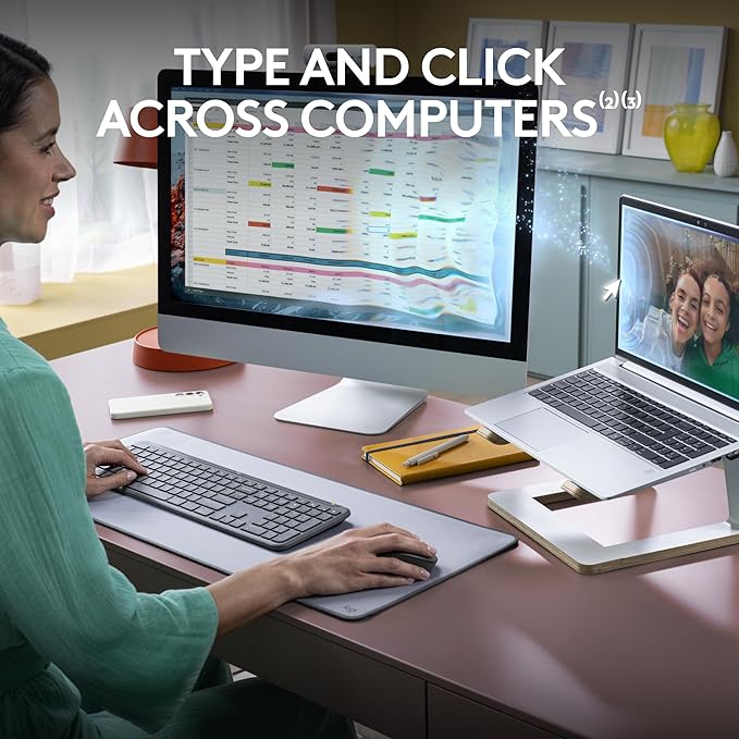 Logitech MK955 Signature Slim Wireless Keyboard and Mouse Combo, for Larger Hands, Quiet Typing and Clicking, Switch Across Three Devices, Bluetooth, Multi-OS, for Windows and Mac