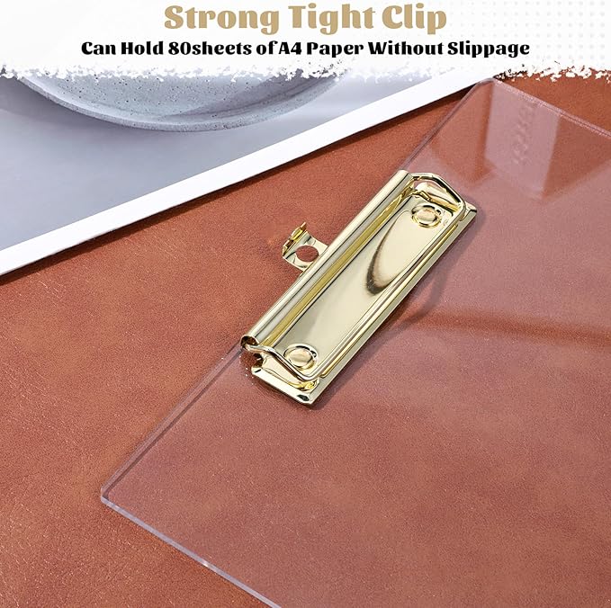3 Pcs Thick Clipboards Clear Clipboard Acrylic Clipboard with Gold Clip Stylish A4 Size Clipboards for Office, School, and Home Use