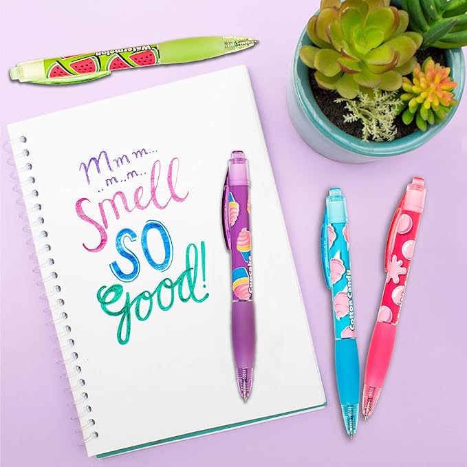 Glitter Gel Smens - Patented Gourmet Scented Colored Glitter Gel Ink Pens, Medium Point, 8 Count - Fun, Cute, Cool, Smelly Pens for Kids