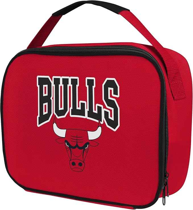 FOCO NBA Unisex-Adult Officially Licensed Wordmark Team Color Big Logo Basketball Zip Closure 7L Lunch Bag - Chicago Bulls