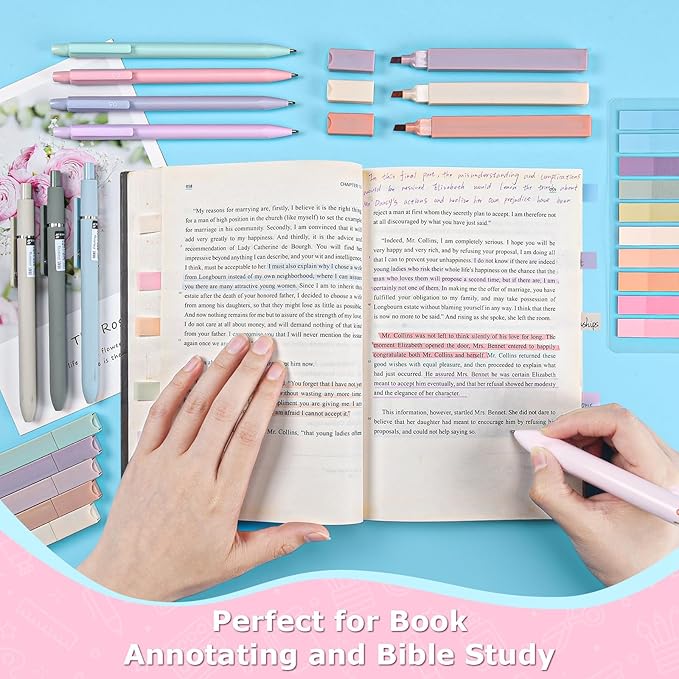 Asten 35 Pcs Aesthetic School Supplies, Clear Pencil Case with Pastel Pens and Highlighter, Mechanical Pencil 0.5 & 0.7 mm, 6-in-1 Multicolor Pen, Book Annotation Kit, College School Supplies for Girl