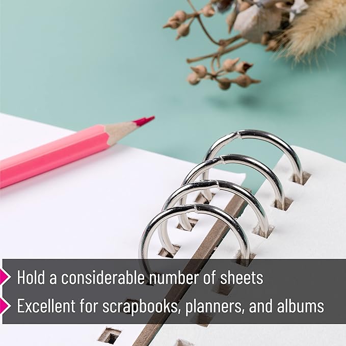 Mr. Pen- Loose Leaf Binder Ring, 40 Pack, Binder Rings 1 Inch, Metal Rings for Index Cards