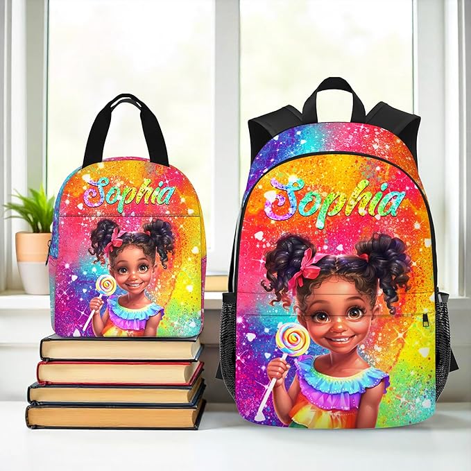 Custom Kids Backpack with Lunch Box Personalized Name School Bookbag for Girls Back to School Backpacks for Elementary Middle School Boys Design 06
