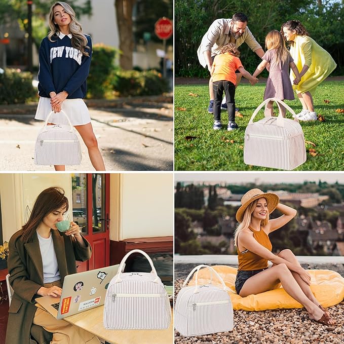 LEDAOU Lunch Box for Women Insulated Lunch Bag Corduroy Lunch Tote Bags Leakproof Cooler Lunch Case for Travel Work Picnic