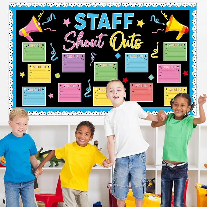 Staff Shout Outs Bulletin Board Decorations Colorful Back to School Bulletin Board Set Appreciation and Recognition DIY Craft Cutouts for Classroom Office Door Wall Decor Supplies